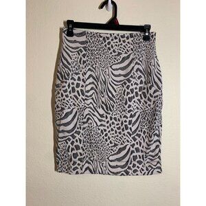 I Love Ronson Skirt Animal Print Y2K Pencil Business Casual Black White Sz Small